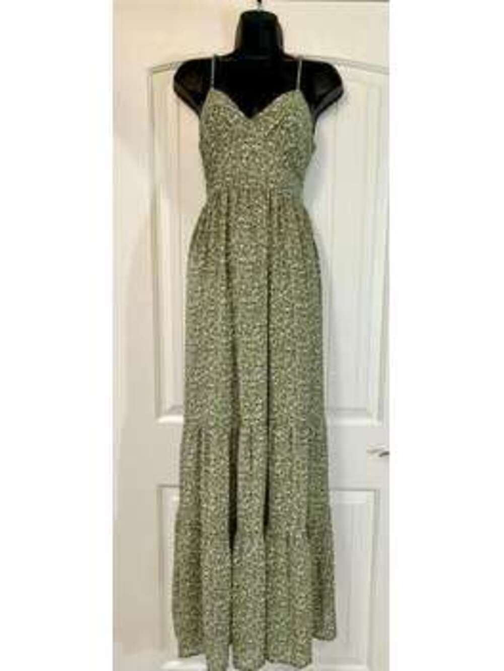 Spaghetti Strap Maxi Dress in Olive Green